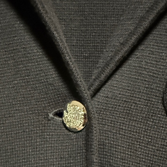 VTG Lauren Ralph Lauren Womens LP Knit Sweater Blazer Jacket Crest Black Silver - Picture 5 of 5